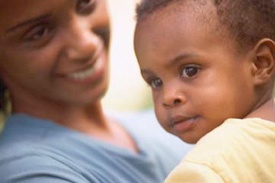 Mother holding child