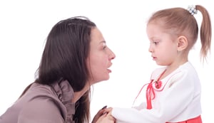 mom talking to daughter